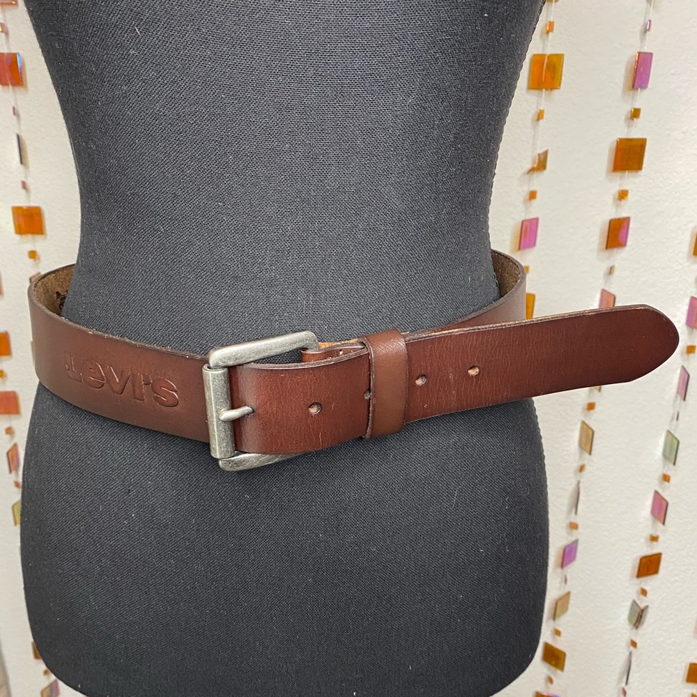 Levi's Brown Leather Belt with Silver Buckle